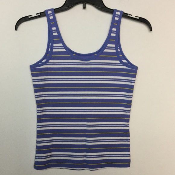 Nike M Tank Top Shirt Striped Purple Yellow NWOT - Picture 2 of 6